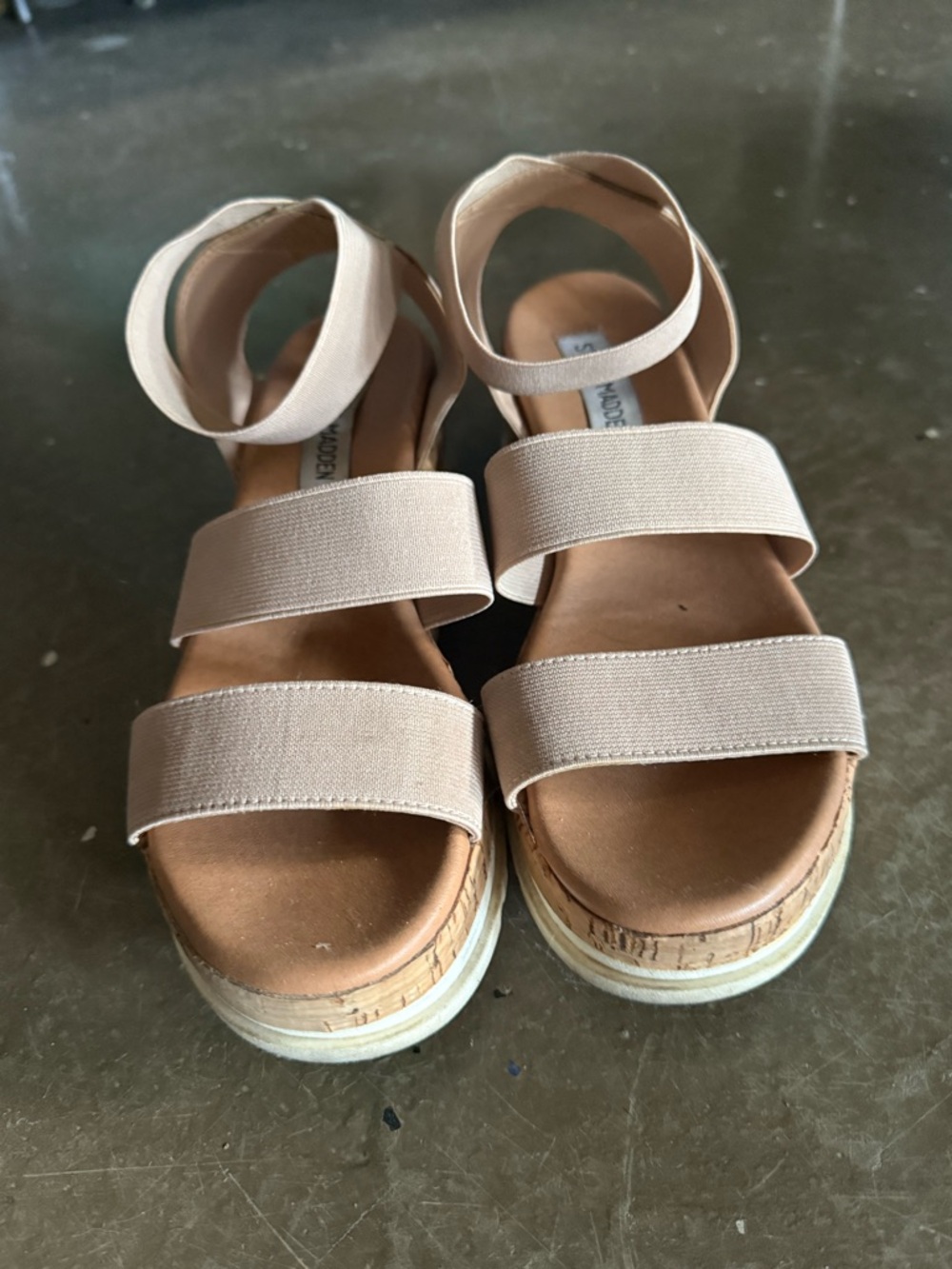 Steve madden Womens Beige Strappy Platform Sandals